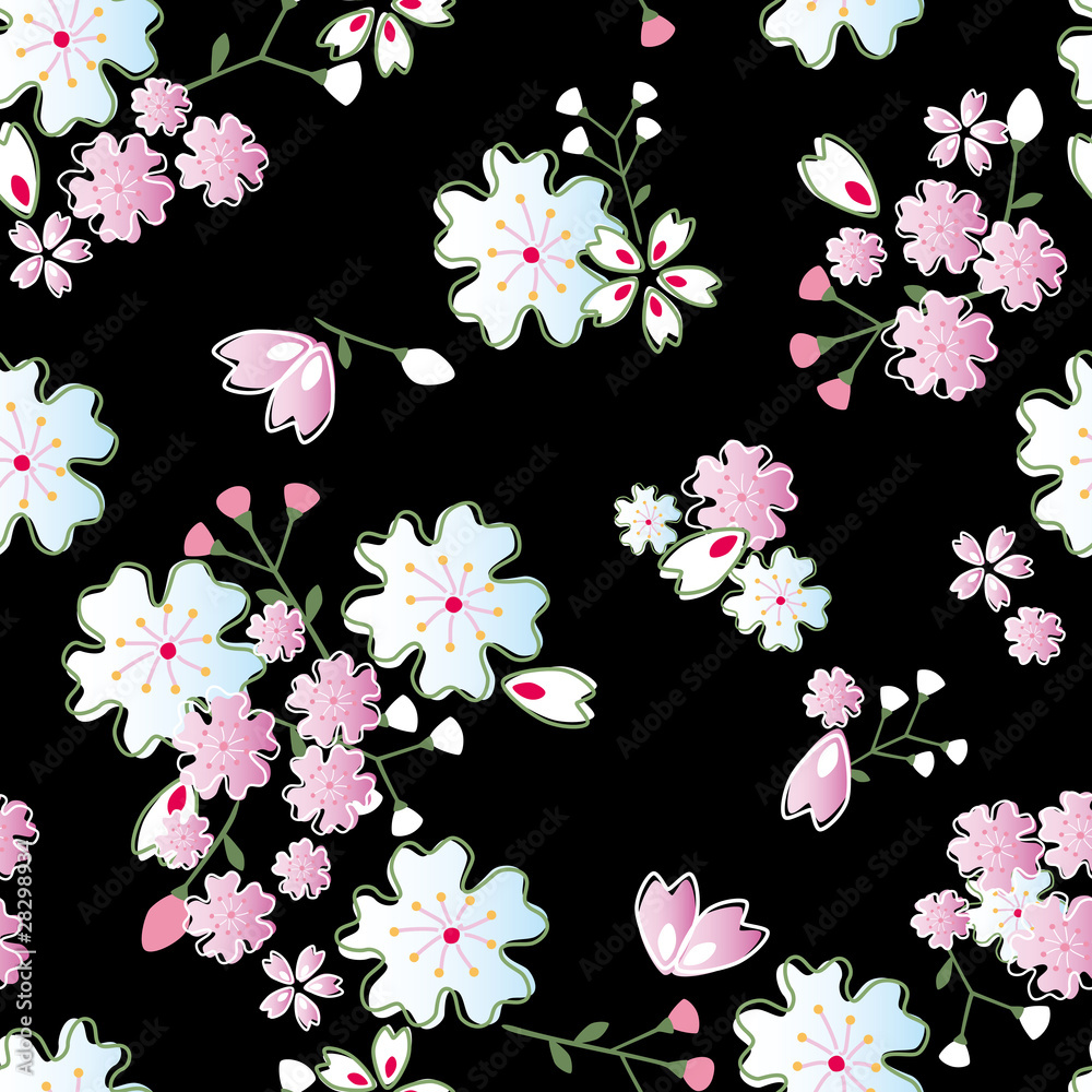 Seamless japanese blossom pattern