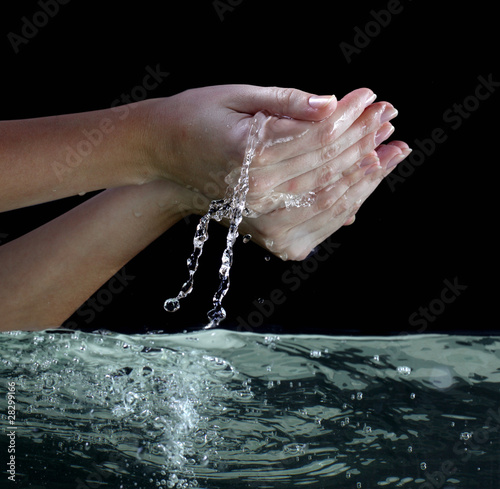 water in woman hands