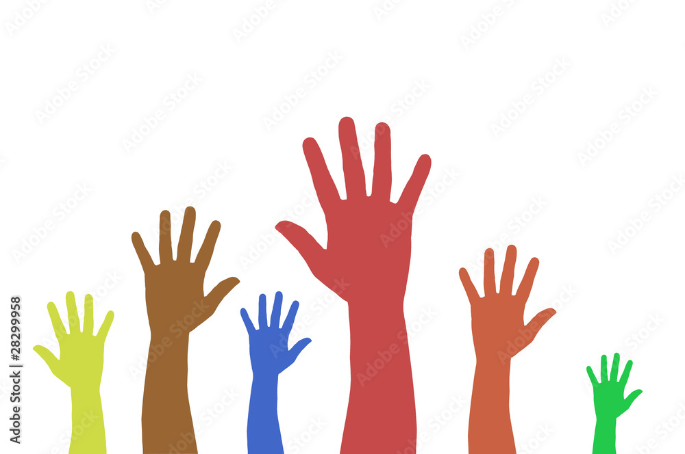 Hands volunteering or voting