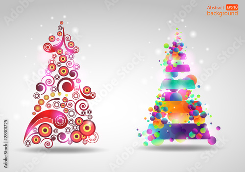 Set of abstract new year tree