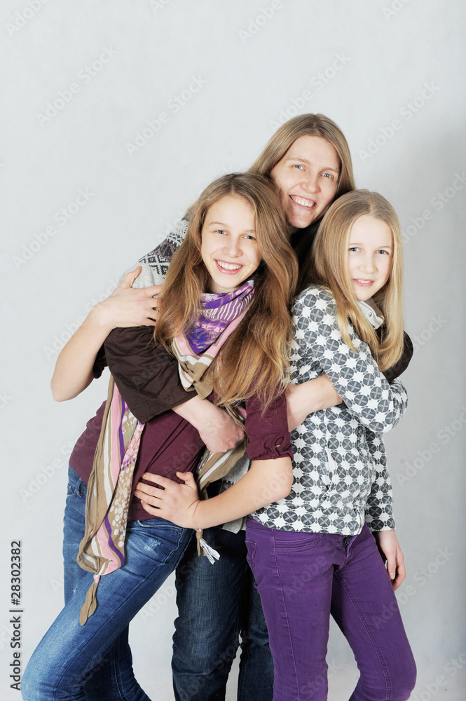 Mother with her two daughters Mother with her two daughters