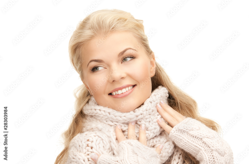 beautiful woman in mittens beautiful woman in mittens