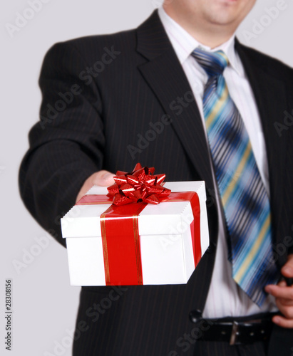 Portrait men with gift