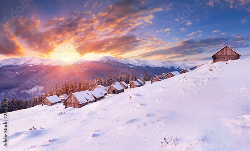 winter sunrise in the Carpathian mountains © Andrew Mayovskyy