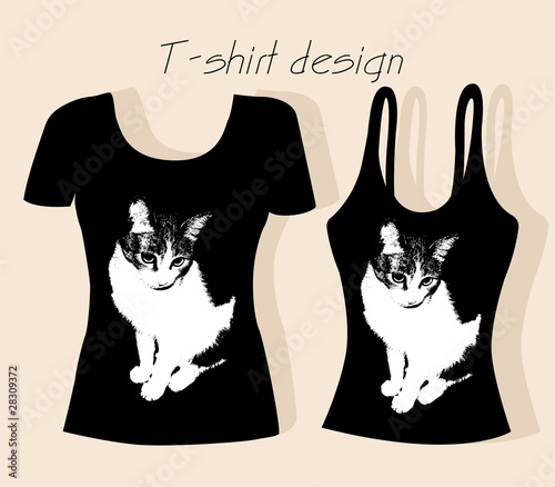 t-shirt design  with cat