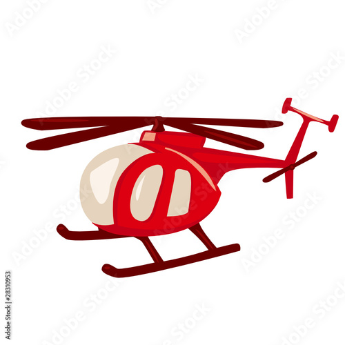 Cartoon style red helicopter vector illustration