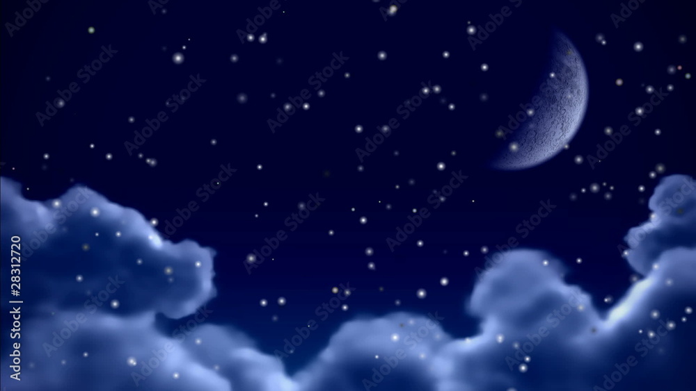 Snowfall over night sky (seamless loop) Snowfall over night sky (seamless loop)