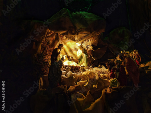 Schilderij op canvas Christmas crib
