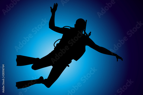 Colorful scuba diver vector illustration