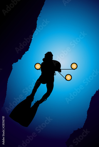 Colorful scuba diver vector illustration