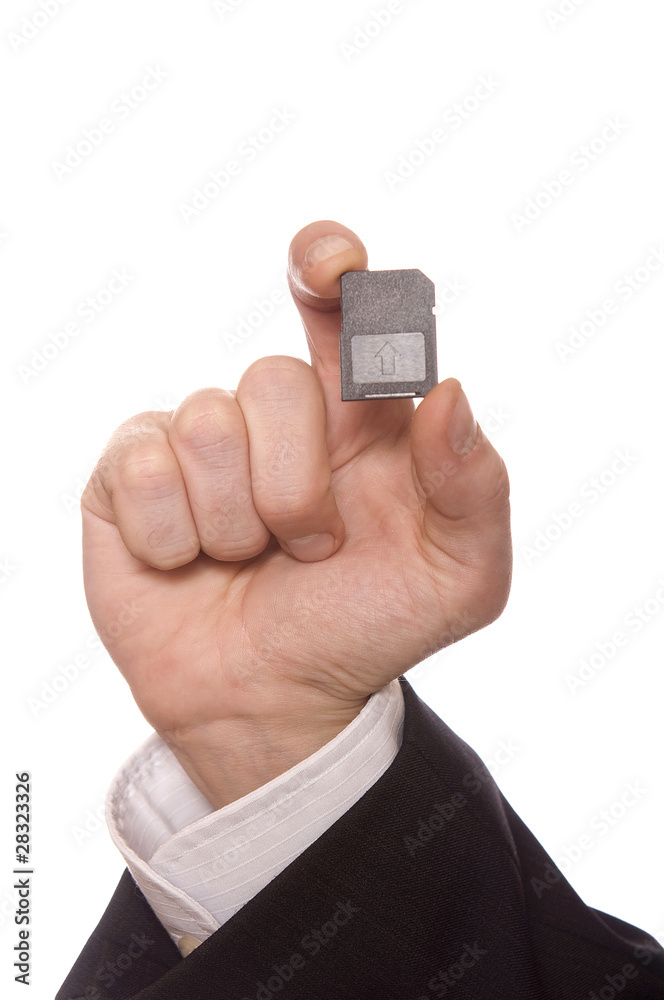 Businessman holding a Secure Digital Memory Card