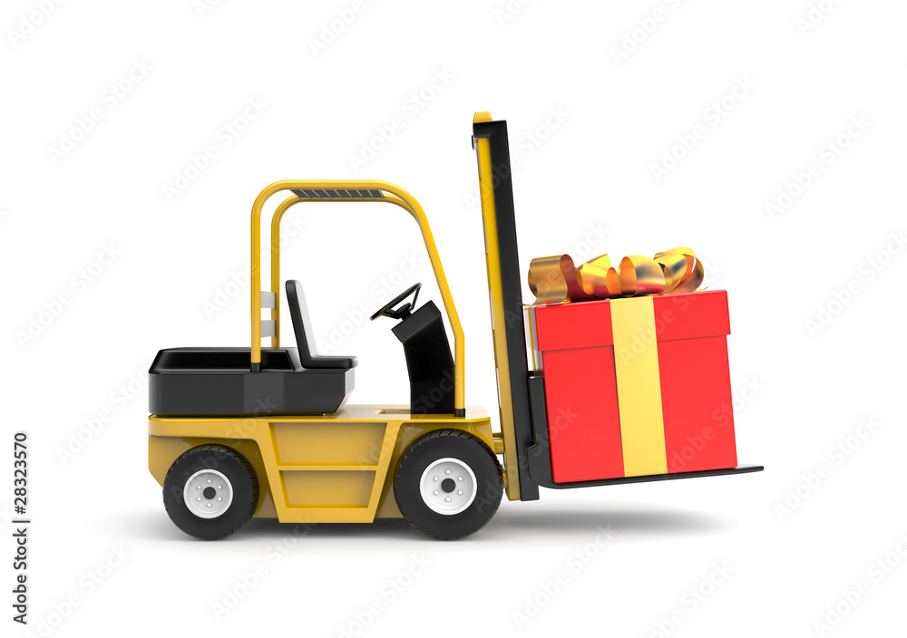 Forklift with gift box