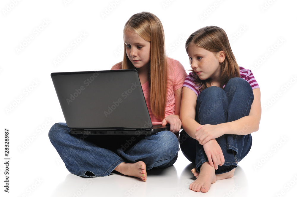 Two girls with a laptop