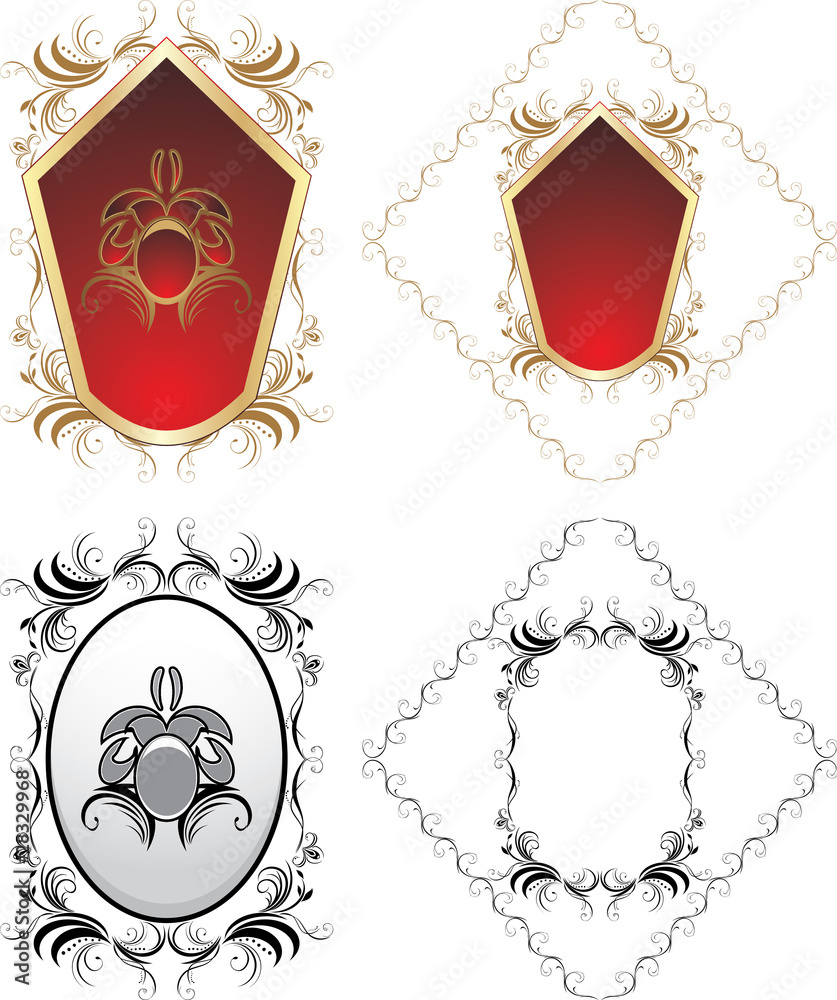 Four decorative elements for design. Vector