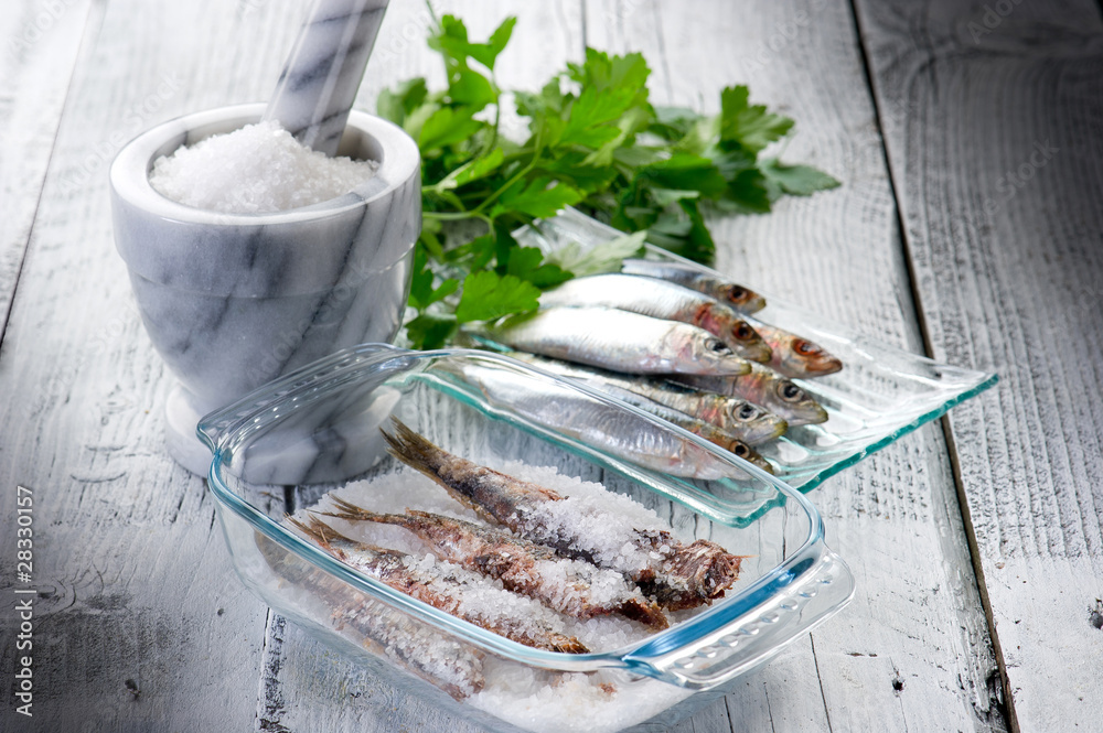 sardines under salt - sardine sotto sale