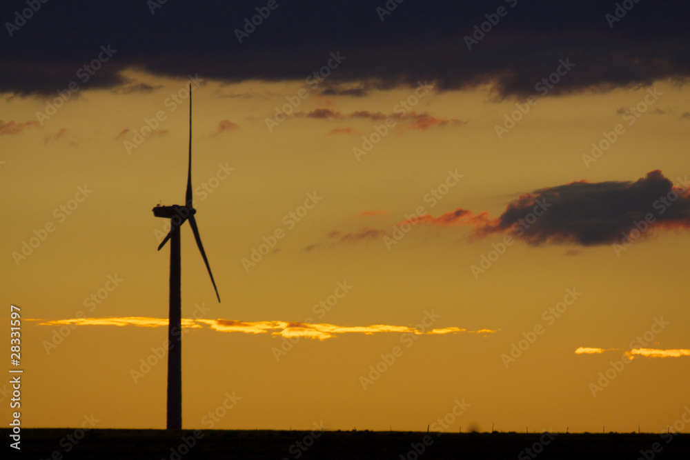 Wind Turbine in Sunset