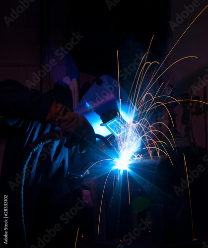 Fényképezés MIG welder with bright light