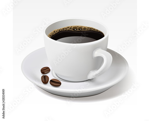 Cup of black coffee isolated on white