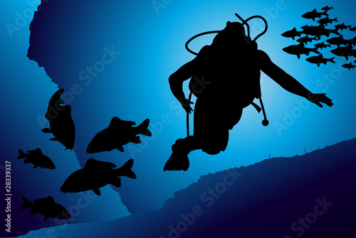 Scuba diving vector background