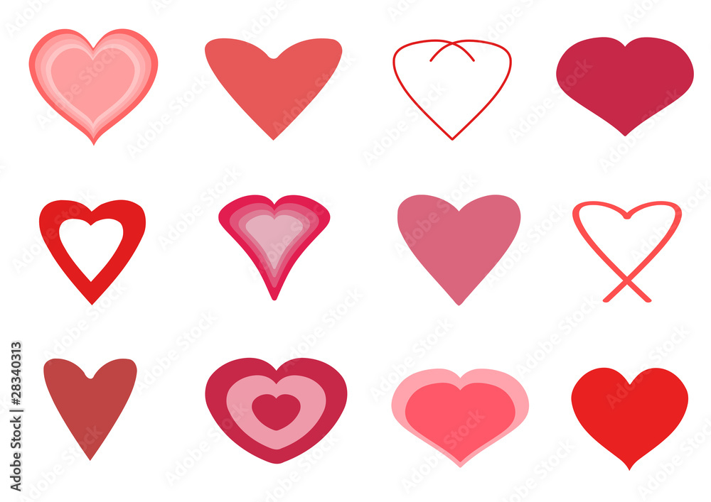 Heart icon set - vector illustration