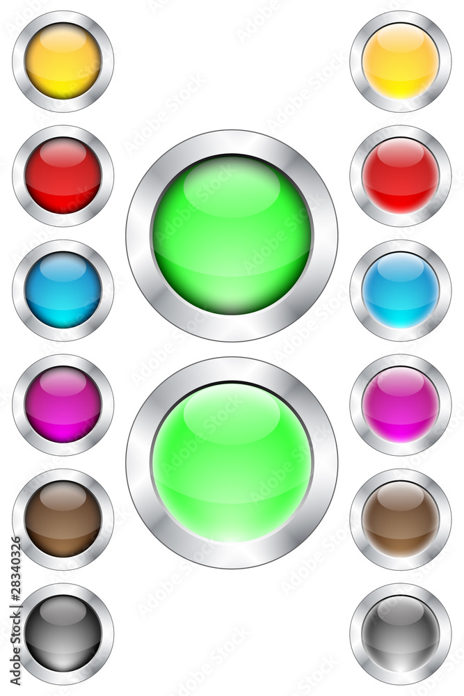 Metallic Color Web bubble button icons Metallic Color Web bubble button icons