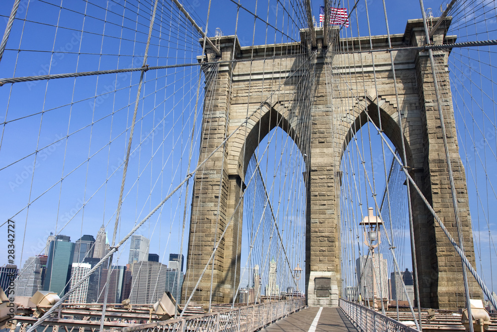 Obraz premium Brooklyn Bridge and Manhattan skyline, New York City