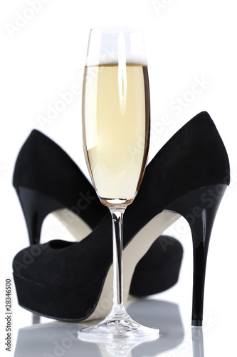 sexy high heels and champange