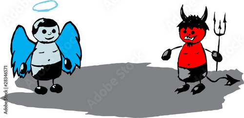 confrontation between an angel and a demon