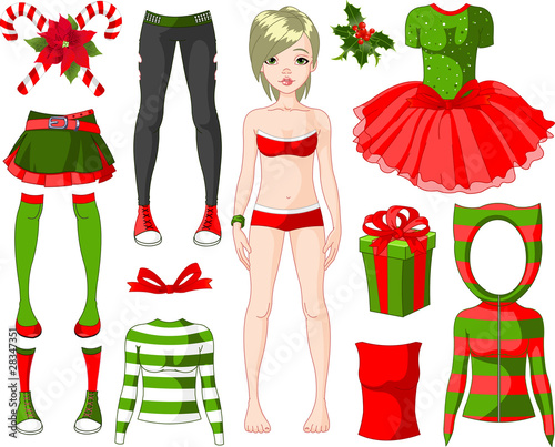 Girl with Christmas dresses