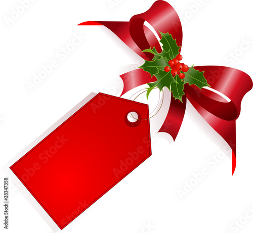 Red ribbon and label