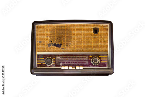 old vintage radio isolated on white background