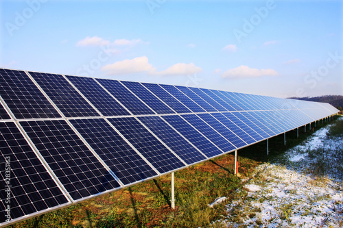 Solar Power Station in the snowy Nature