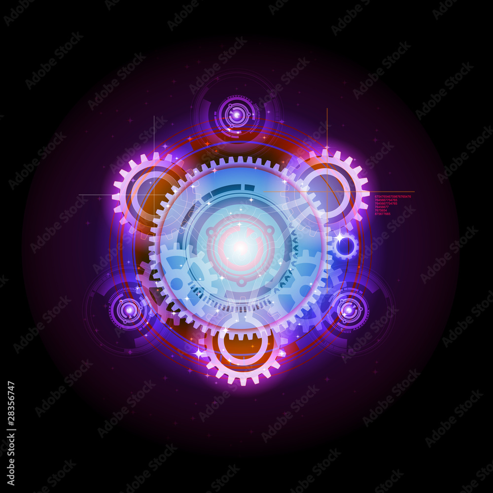 Glowing Techno Gears Purple Glowing Techno Gears Purple