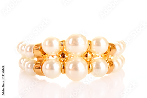Luxury pearl bracelet on whie background