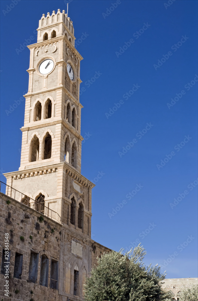 ancient clock tower in acre