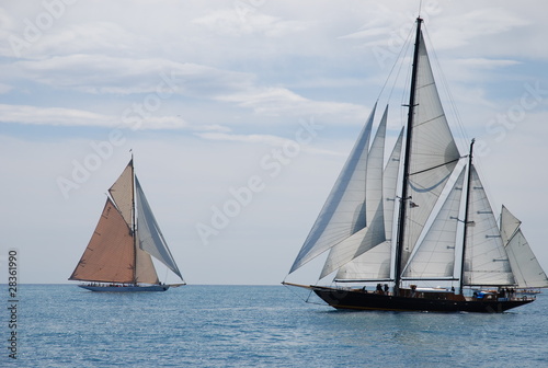 Classic wood sailing Yacht race