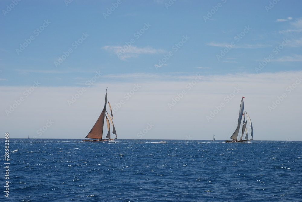 Fototapeta premium Classic wood sailing Yacht Regatta race