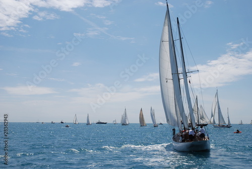classic yacht sailboat sailing in regatta