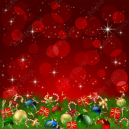 Christmas Decoration on red background