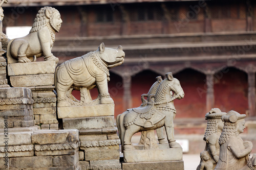 Hindu temple entrance,Bhaktapur, Nepal photo