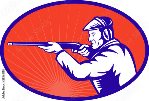 hunter aiming shotgun rifle