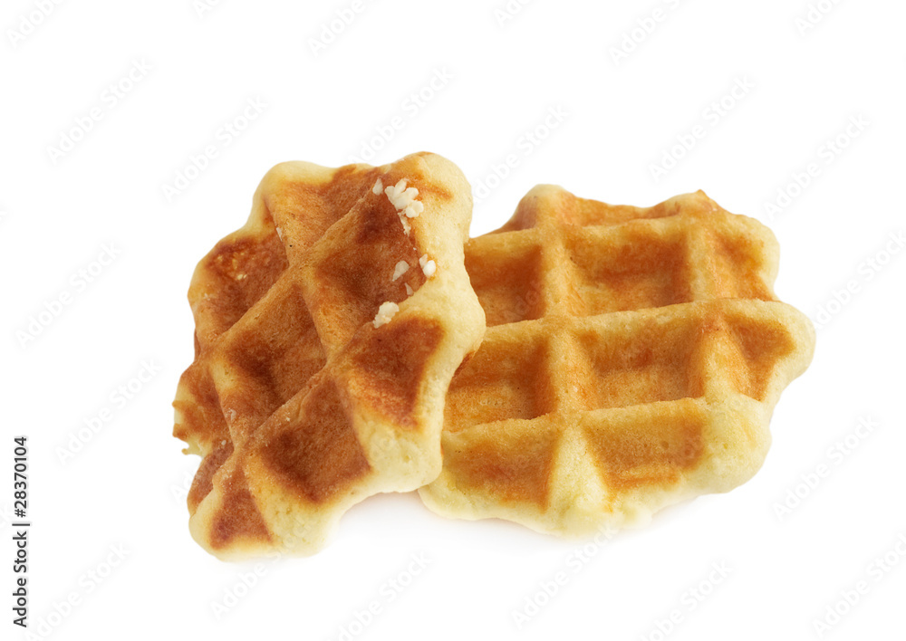 Belgian waffles isolated on a white background Belgian waffles isolated on a white background