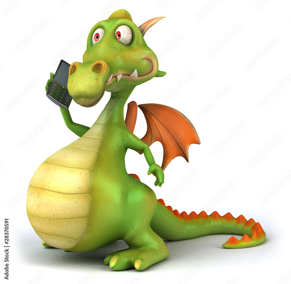 Fototapeta premium Dragon et téléphone portable