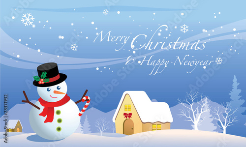 xmas night and snowman