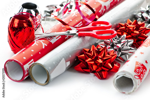 Christmas wrapping paper rolls