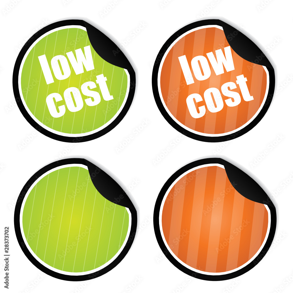 Low cost curled vector stickers Low cost curled vector stickers
