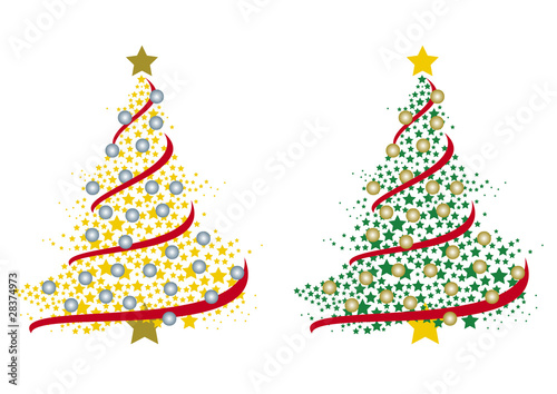 coppia di alberi di Natale formati da tante stelle