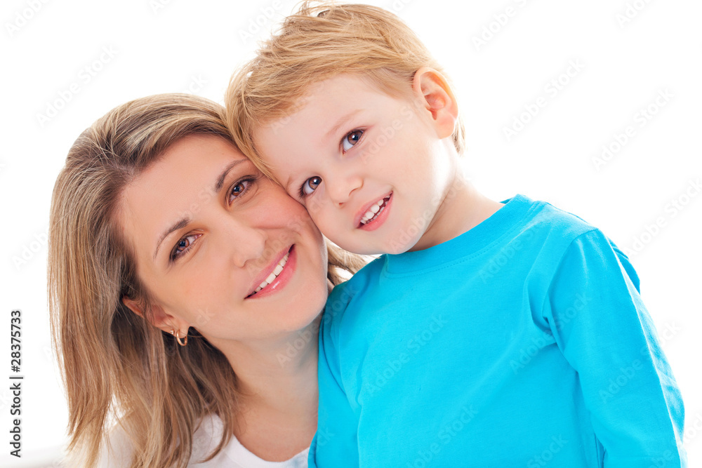 Happy pretty mother with her adorable smiling son Happy pretty mother with her adorable smiling son