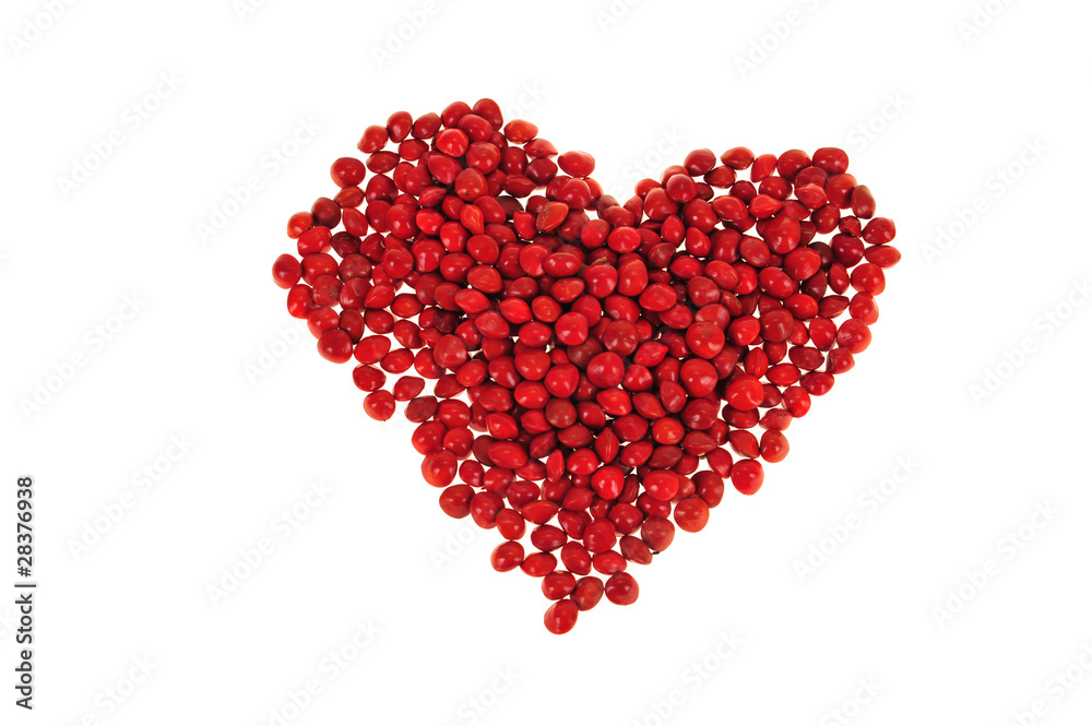 Red Love  Beans Arranged In  A Heart Shape
