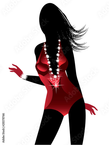 Sexy girl silhouette  wearing santa clothes